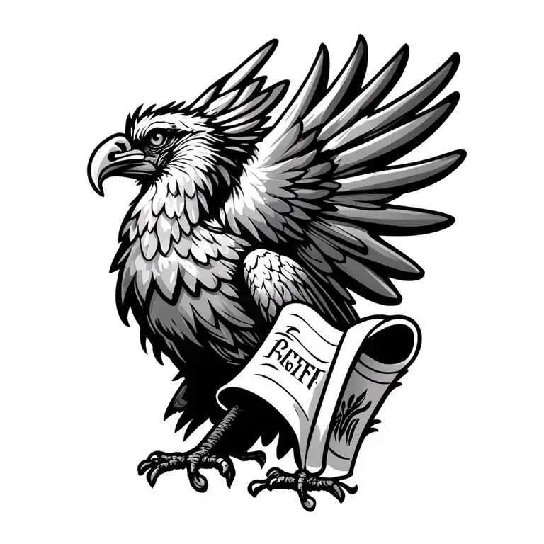 liverpool fcs liverbird holding an open scroll in its claws tattoo design idea