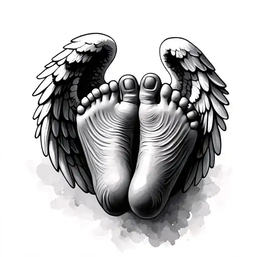 Baby Feet With Angel Wings tattoo design idea