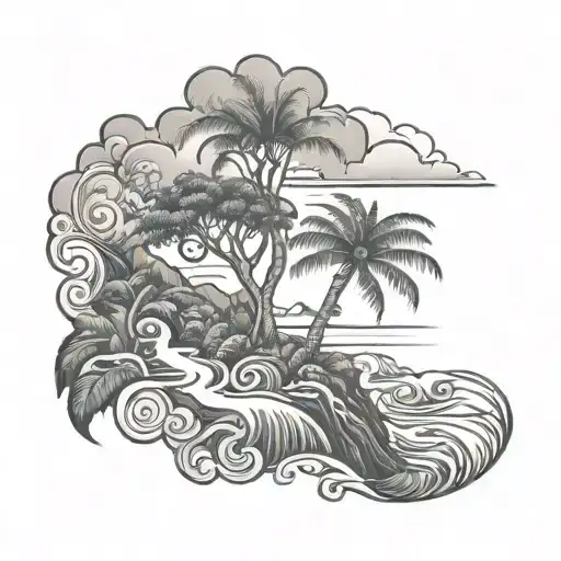 Costa Rica et Réunion island tattoo design idea