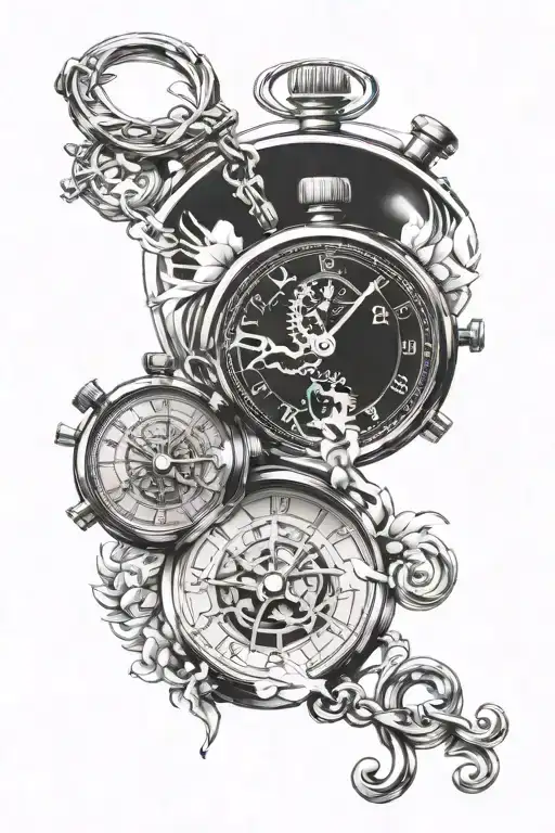 stoicism stopwatch four virtues discipline Justice wisdom courage tattoo design idea