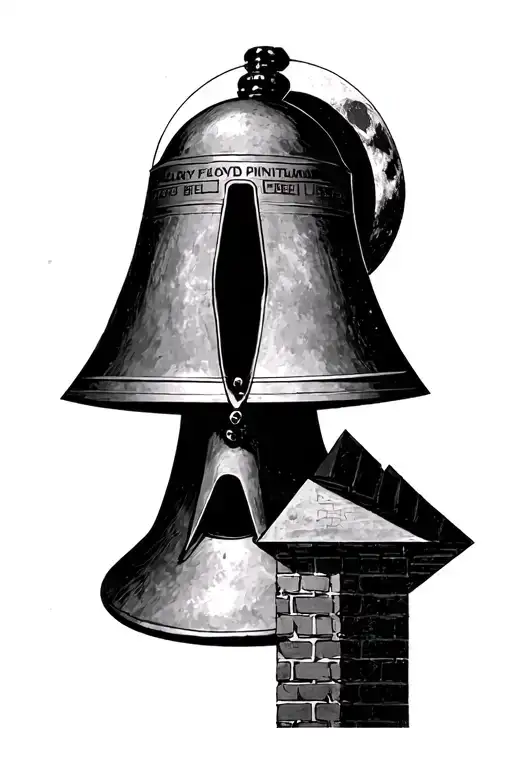 pink floyd division bell cover art pole and prism and moon and brickwall tattoo design idea