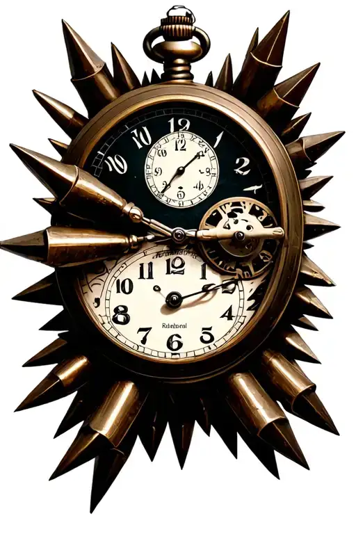 pocket watch, but the hands of the watch are made from iron railroad spikes tattoo design idea
