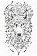Wolf head with angel wings tattoo design idea