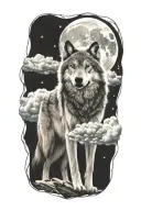 wolf space tattoo design idea