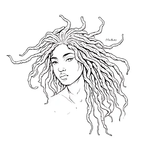 african american medusa with locs tattoo design idea
