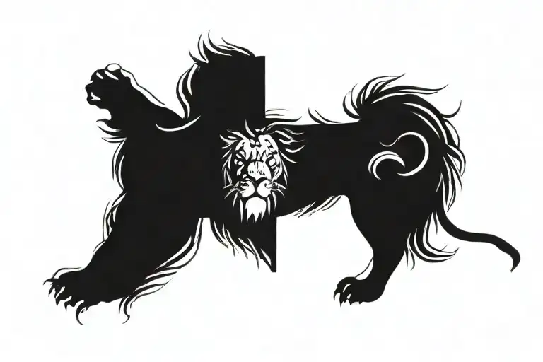 lion with a cross that says lion of judah tattoo design idea