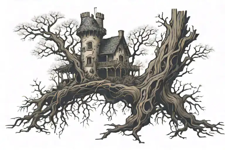 dead  poison tree growing around lil peeps castle surrounded  tattoo design idea