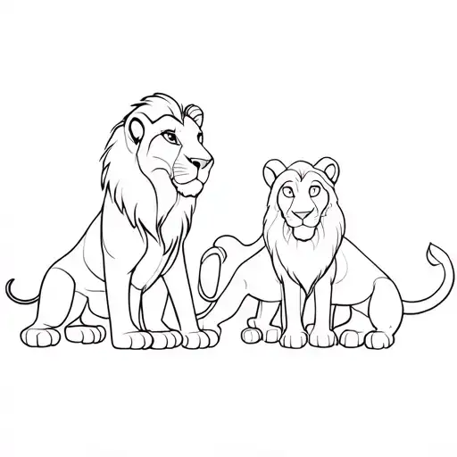 Generate a tattoo related do Lion King. I have 3 dogs with names Simba, Mugasa and Kovu. Generate the tattoo in fine lin tattoo design idea