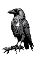 A one eyed raven perched, with a brand of sacrifice burned over his missing eye tattoo design idea