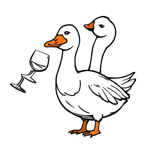 silly goose holding a wine glass tattoo design idea