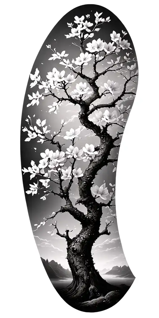 cherry blossom tree growing tattoo design idea