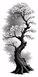 cherry blossom tree growing tattoo design idea