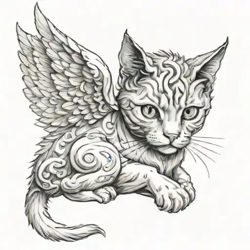 angel looking for answers, proud cat tattoo design idea