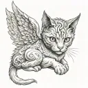 angel looking for answers, proud cat tattoo design idea