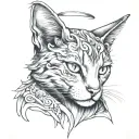 angel looking for answers, proud cat tattoo design idea