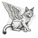 angel looking for answers, proud cat tattoo design idea