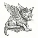 angel looking for answers, proud cat tattoo design idea