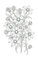 hyssop and chamomile flowers blooming tattoo design idea
