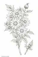 hyssop and chamomile flowers blooming tattoo design idea