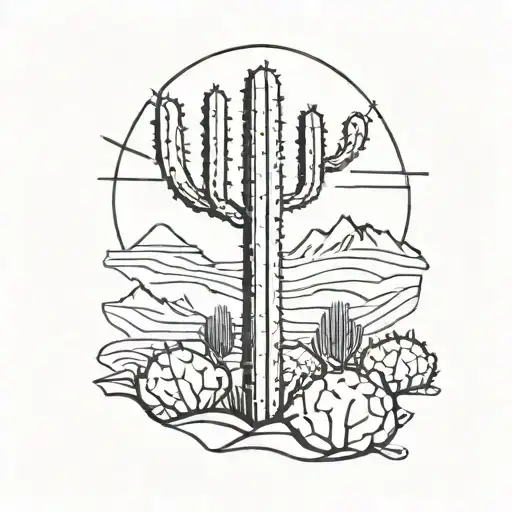 cactus Lanzarote sun tattoo design idea