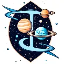 Aquarius zodiac sign with Aquarius constellation with planets Saturn and Uranus  tattoo design idea