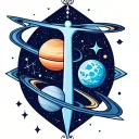 Aquarius zodiac sign with Aquarius constellation with planets Saturn and Uranus  tattoo design idea