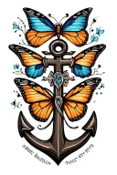 anchor cross butterflies name tattoo design idea