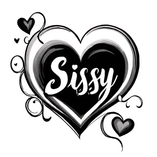 Hearts spelling Sissy tattoo design idea