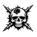 skull with bullet hole shaped like cross tattoo design idea