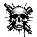skull with bullet hole shaped like cross tattoo design idea