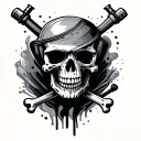 313 pistons like crossbones floating tattoo design idea