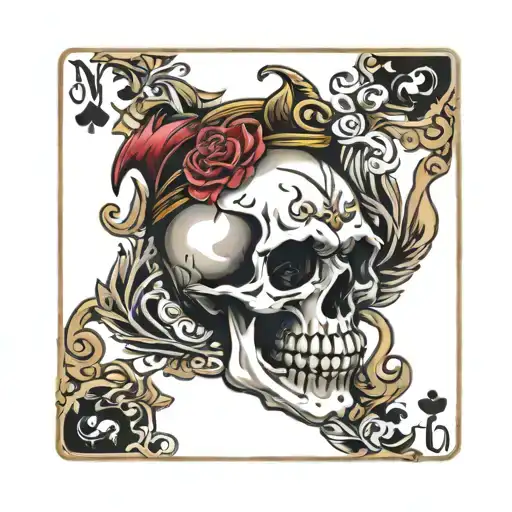 skull playing cards tattoo design idea