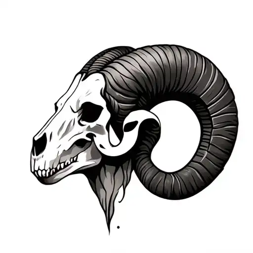ram skull fading into ram head tattoo design idea