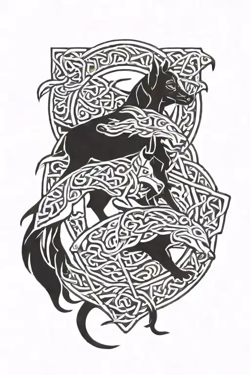 celtic hounds symbol tattoo design idea