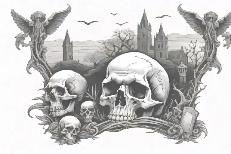 graveyard scene tattoo tattoo design idea