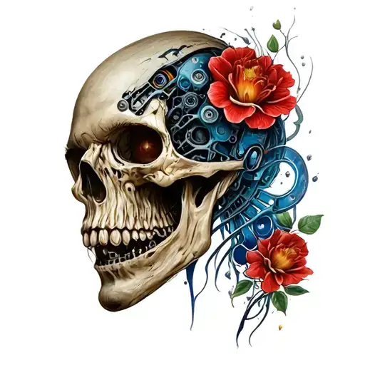 bio mechanical tattoo design idea