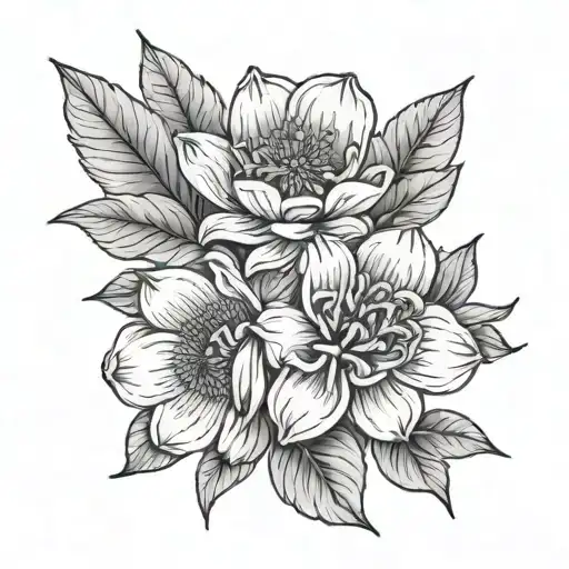 September And April Birth Flower tattoo design idea