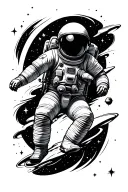  space/celestial elements including an astronaut floating tattoo design idea