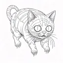 Cute horror junji Ito style of cat that has a spiders body tattoo design idea