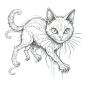 Cute horror junji Ito style of cat that has a spiders body tattoo design idea