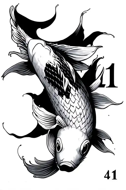 koi fish with number 41. if you can add something that represents me being simple and mu birthday is september 11 tattoo design idea