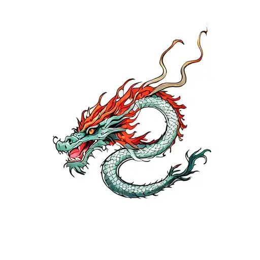 dragon wrapped around arm, shoulder onto chest tattoo design idea