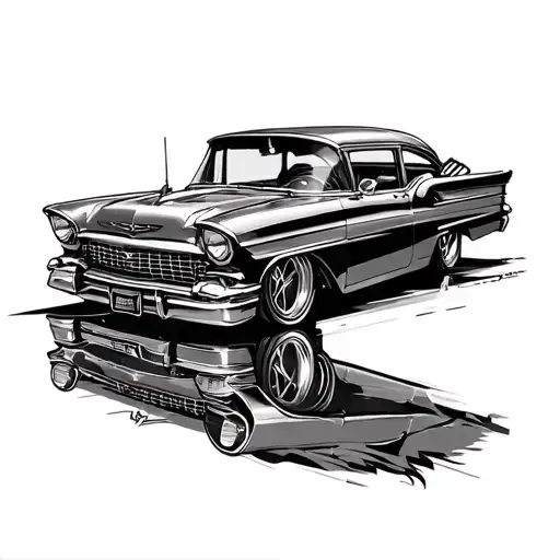 lowrider car driving tattoo design idea