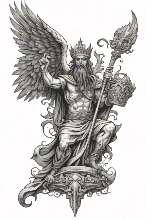messenger of peace, saviour, king of kings with pillar of fire in 3d effects tattoo design idea