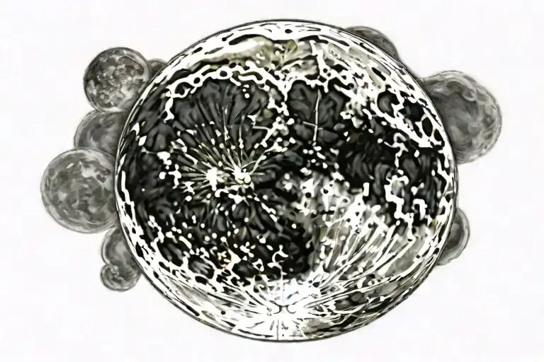 Waning Gibbous Moon over water tattoo design idea