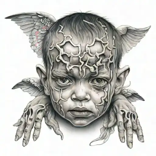 child trauma caused tattoo design idea