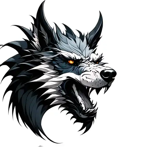 Dragon Wolf tattoo design idea