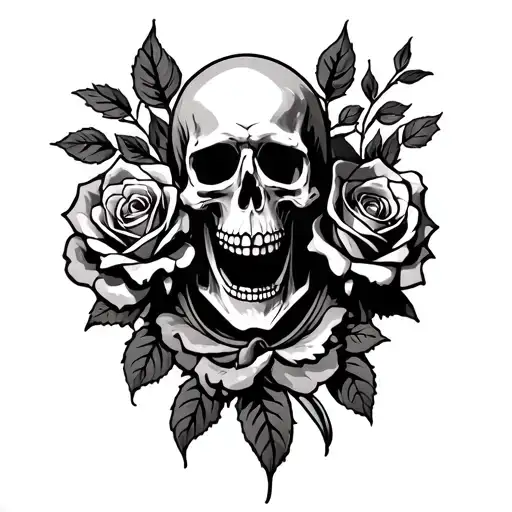 Death Reaper with wilting roses tattoo design idea