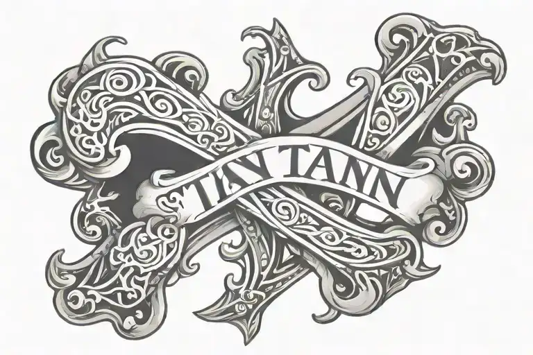 Dog Bone with the name Titan intertwined within tattoo design idea