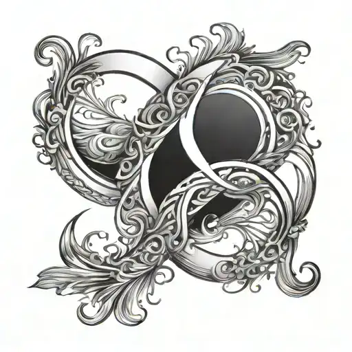 I want a black and white tattoo of an infinity sign. Inside the sign there will be a feather that symbolizes tattoo design idea